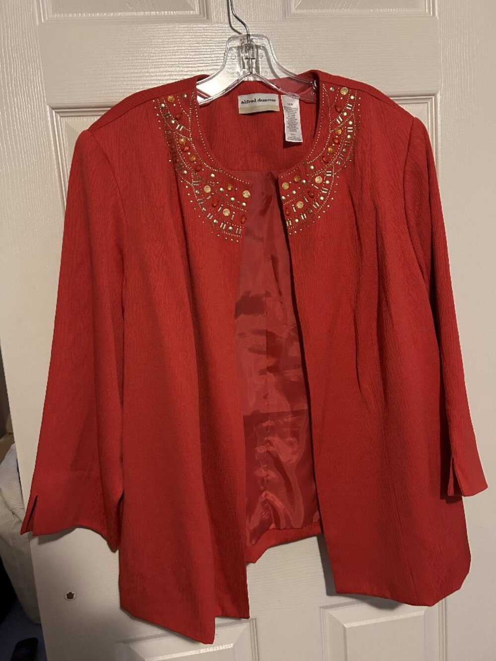 Vintage Red Alfred Dunner Blazer Jacket Embellished with Beads sz 18W